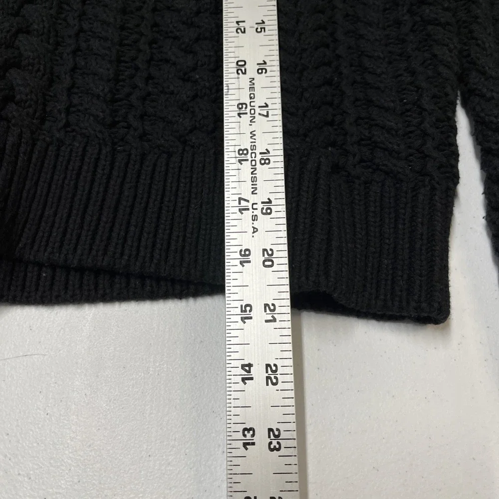 Lauren‎ Ralph Lauren Sweater Black Heavy Cable Knit Turtleneck Size L Old Money